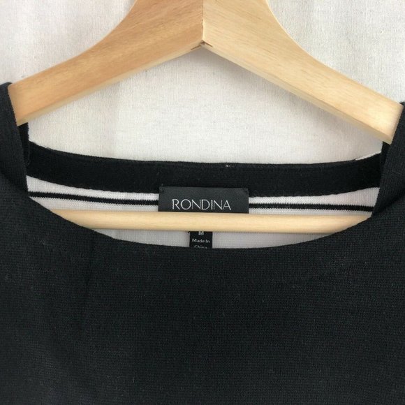 Rondina $195 Boat Neck Crop Knit Top Striped Black - Picture 4 of 12